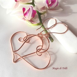 Orecchini donna pendenti cuore rame