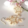Orecchini donna handemade con cristalli bianchi e rocailles dorate