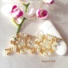 Orecchini donna handemade con cristalli bianchi e rocailles dorate