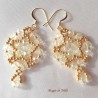 Orecchini donna handemade con cristalli bianchi e rocailles dorate