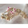 Collana lunga con cristalli e perle - filato gioielli oro - handemade