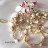 Collana lunga con cristalli e perle - filato gioielli oro - handemade