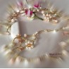 Collana lunga con cristalli e perle - filato gioielli oro - handemade