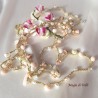 Collana lunga con cristalli e perle - filato gioielli oro - handemade
