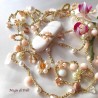 Collana lunga con cristalli e perle - filato gioielli oro - handemade