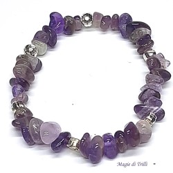 Bracciale elastico con chips di ametista