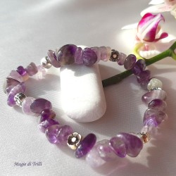 Bracciale elastico con chips di ametista