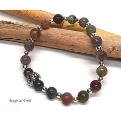 Bracciale elastico con perle di agata muschiata