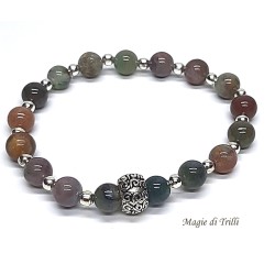Bracciale elastico con perle di agata muschiata