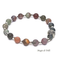 Bracciale elastico con perle di agata muschiata