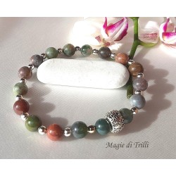 Bracciale elastico con perle di agata muschiata