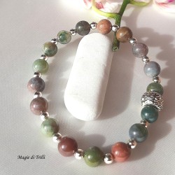 Bracciale elastico con perle di agata muschiata