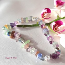 Bracciale elastico con chips di fluorite e cristalli
