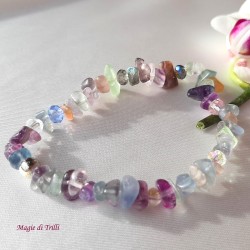 Bracciale elastico con chips di fluorite e cristalli