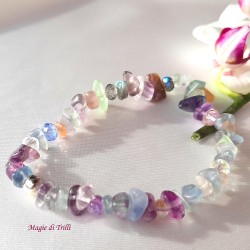 Bracciale elastico con chips di fluorite e cristalli