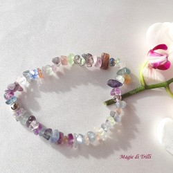 Bracciale elastico con chips di fluorite e cristalli