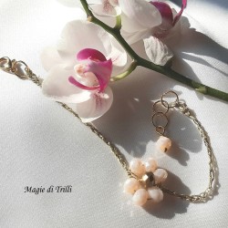 Braccialetto fiore di cristalli intrecciati con filo per gioielli