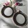 Orecchini a cerchio bronzo oro handemade con cristalli e filo per gioielli