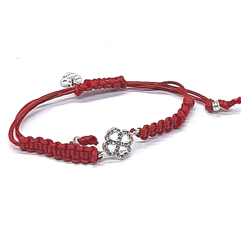 Braccialetto rosso portafortuna macramè regolabile