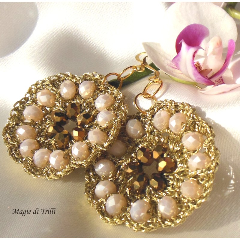 Orecchini pendenti oro donna con cristalli e filo per gioielli Orecchini pendenti oro donna con cristalli e filo per gioielli
