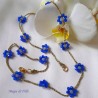 Collana girocollo Fiordaliso con cristalli azzurri e filo dorato