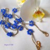 Collana girocollo Fiordaliso con cristalli azzurri e filo dorato