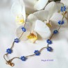 Collana girocollo Fiordaliso con cristalli azzurri e filo dorato