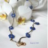 Collana girocollo Fiordaliso con cristalli azzurri e filo dorato