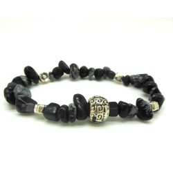 Bracciale elastico con chips di ossidiana