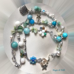 Collana donna "Mare" con cristalli, pietre perle e filo argentato