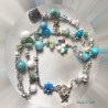 Collana donna "Mare" con cristalli, pietre perle e filo argentato