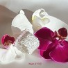 Anello con cristalli rosa e bianchi - filo argentato - gioiello tessile