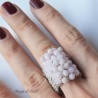 Anello con cristalli rosa e bianchi - filo argentato - gioiello tessile