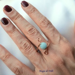 Anello donna handemade rame e pietra amazzonite