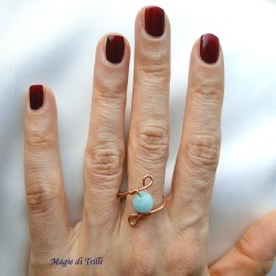 Anello donna handemade rame e pietra amazzonite