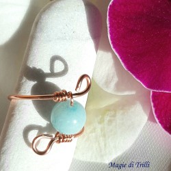 Anello handemade donna in rame con pietra amazzonite