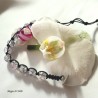 Bracciale shamballa regolabile bianco, chiusura a bottone, perle vetro crackle