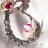 Bracciale shamballa regolabile, chiusura a bottone, perle vetro crackle