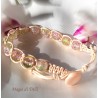Bracciale shamballa regolabile, chiusura a bottone, perle vetro crackle