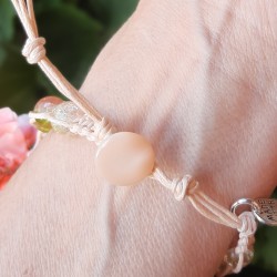 Bracciale shamballa regolabile, chiusura a bottone, perle vetro crackle