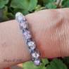 Bracciale shamballa regolabile, chiusura a bottone, perle vetro crackle