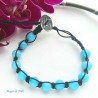 Bracciale shamballa pietra amazzonite regolabile, chiusura a bottone