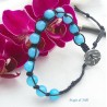 Bracciale shamballa pietra amazzonite regolabile, chiusura a bottone